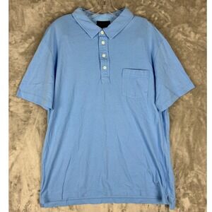 Magaschoni Man Mens Large Light Blue Short Sleeve Cotton Polo Shirt NWT Pocket‎